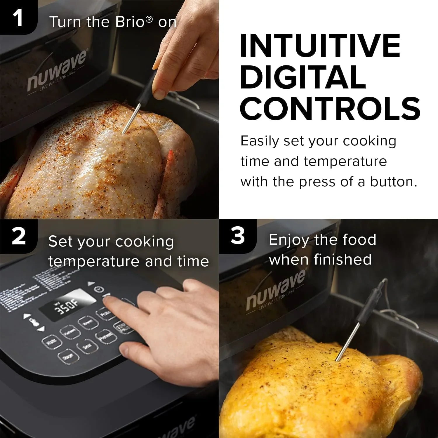 La friteuse à air/four Nuwave Brio 15,5 Qt réchauffe, cuit et déshydrate rapidement les aliments