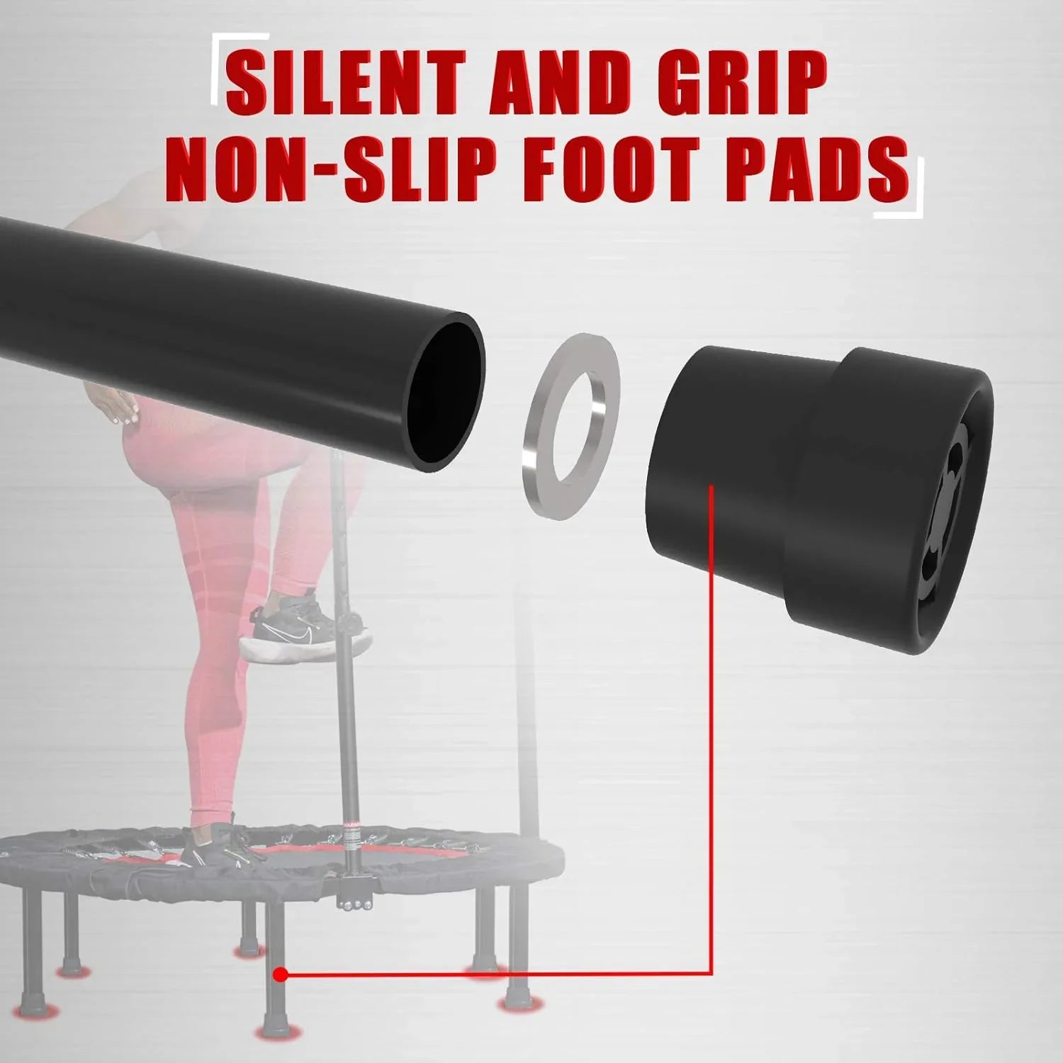 Kanchimi Mini Trampoline d'entraînement pliable de 40" à 48" avec poignée, charge maximale de 330 lb