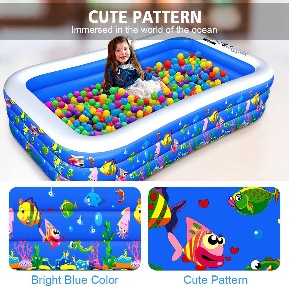 Piscine gonflable, 305 x 183 x 55 cm, pour enfants, salon familial, piscine hors sol épaisse pour fêtes aquatiques estivales, jardin, pelouse.