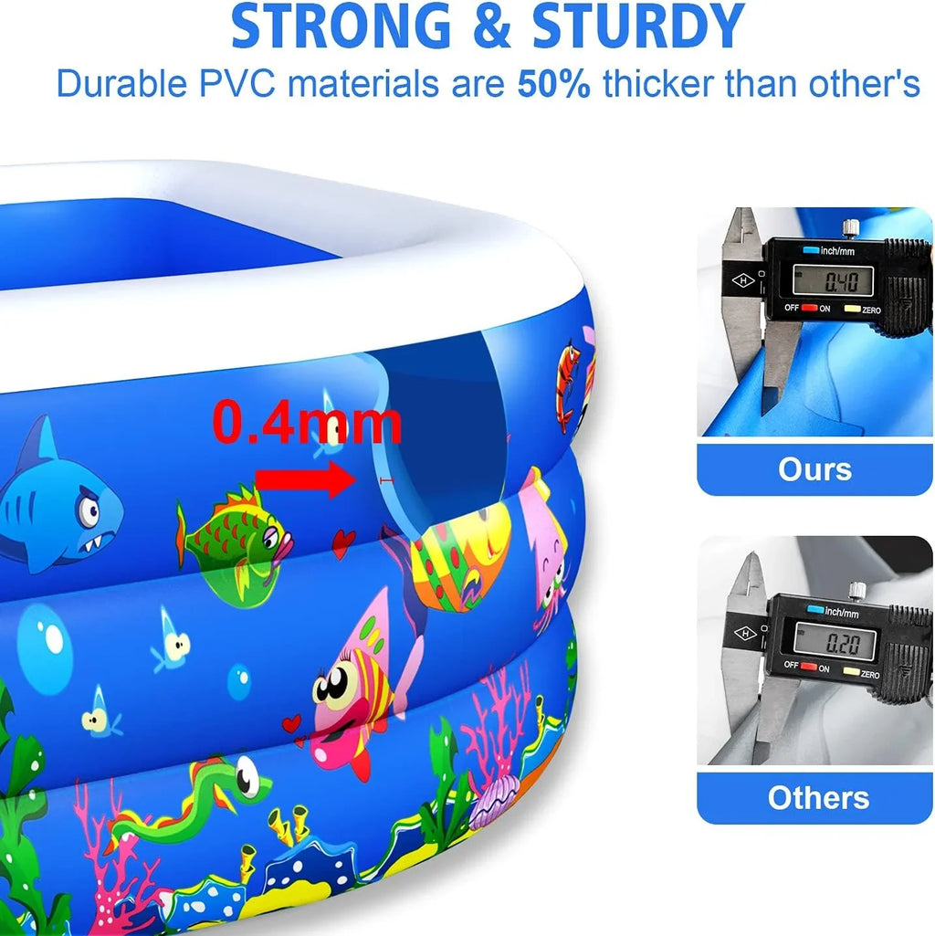 Piscine gonflable, 305 x 183 x 55 cm, pour enfants, salon familial, piscine hors sol épaisse pour fêtes aquatiques estivales, jardin, pelouse.