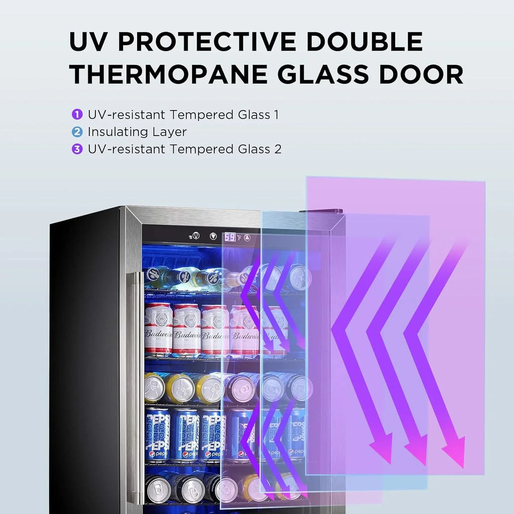 Mini-réfrigérateur 130 canettes, 3,2 pi³, pour boissons, sodas, vin, bière, température réglable pour le bureau et la maison.
