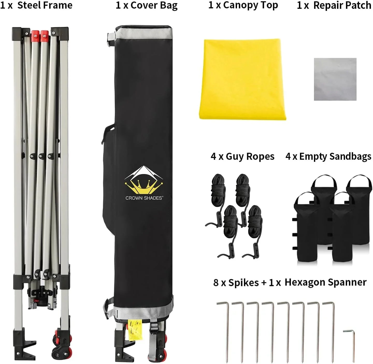 Auvent pop-up 10x10 - Installation en un clic - Tente de plage - Parasol extérieur avec dessus argenté, 3 hauteurs et 4 poches à sable