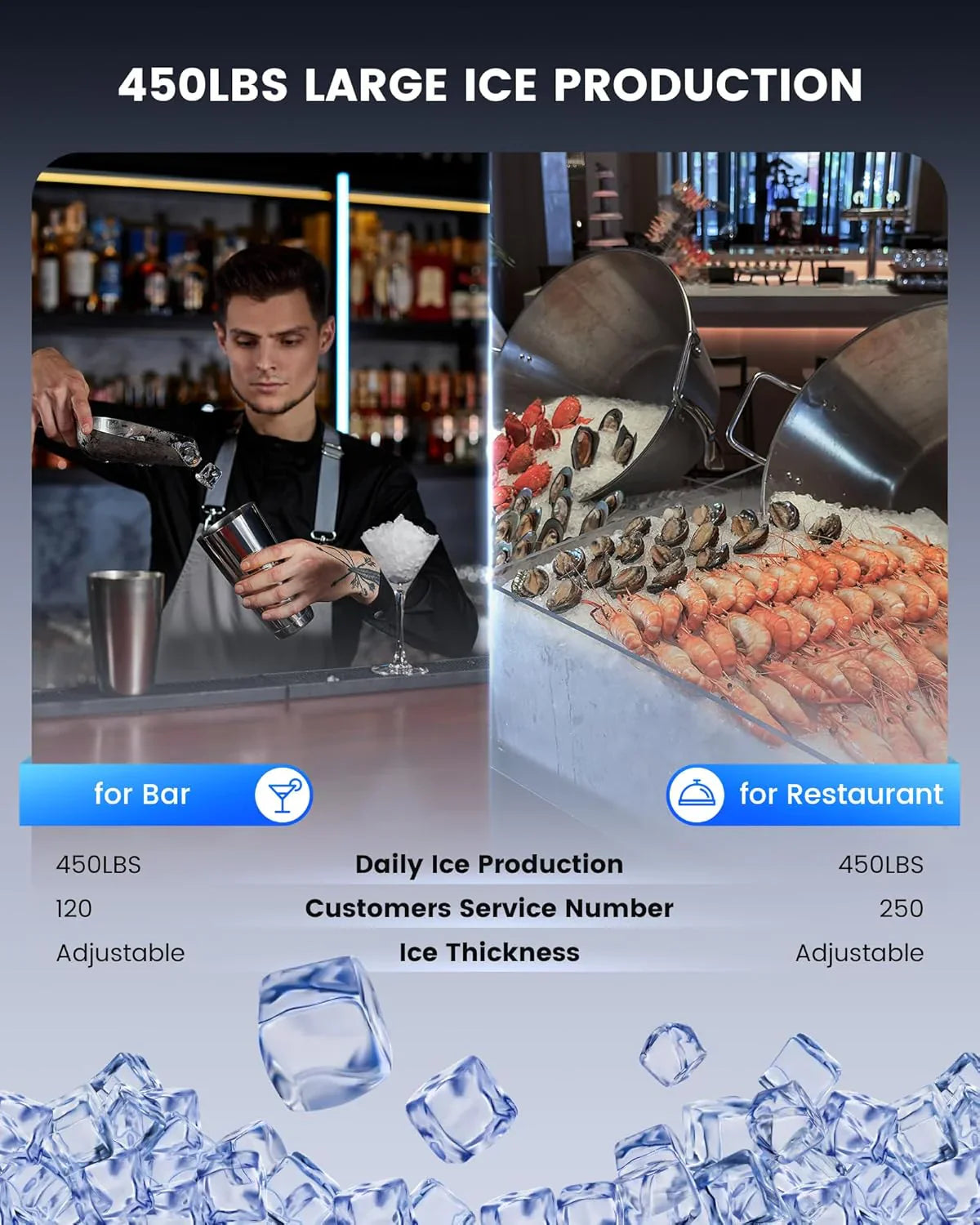 La machine à glaçons portable de comptoir Ecozy produit 9 glaçons en 6 minutes