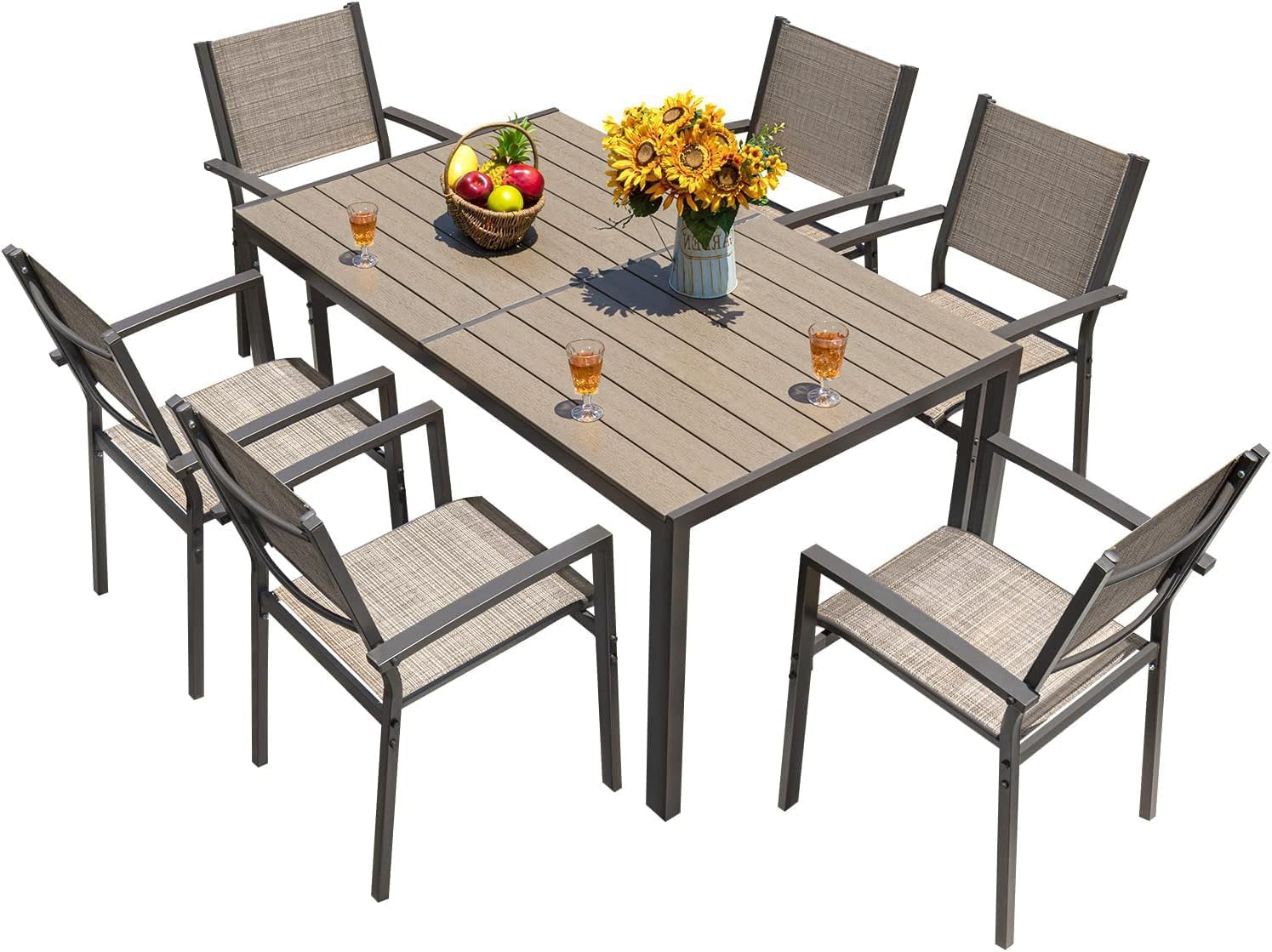 Ensemble de salle à manger de patio Homall 7 pièces, mobilier d'extérieur