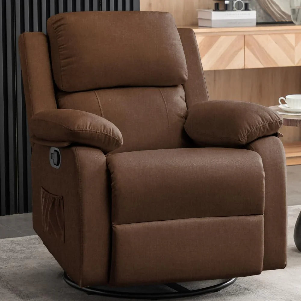 Fauteuil à bascule inclinable pivotant à 360 degrés en tissu coulissant