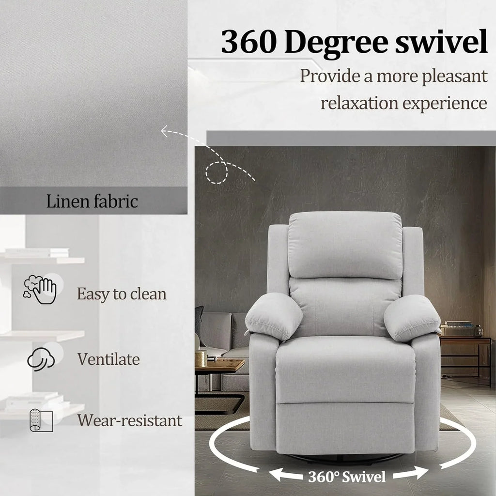 Fauteuil à bascule inclinable pivotant à 360 degrés en tissu coulissant