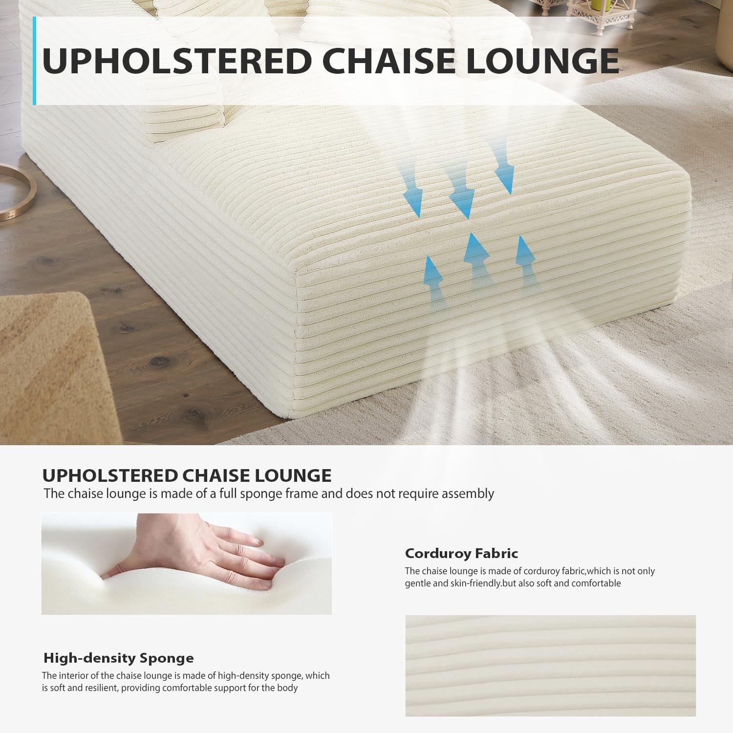 Fauteuil inclinable d'intérieur de 50 pouces, canapé-lit surdimensionné en velours côtelé, fauteuil de lecture à couchage profond, canapé nuage, canapé de salon