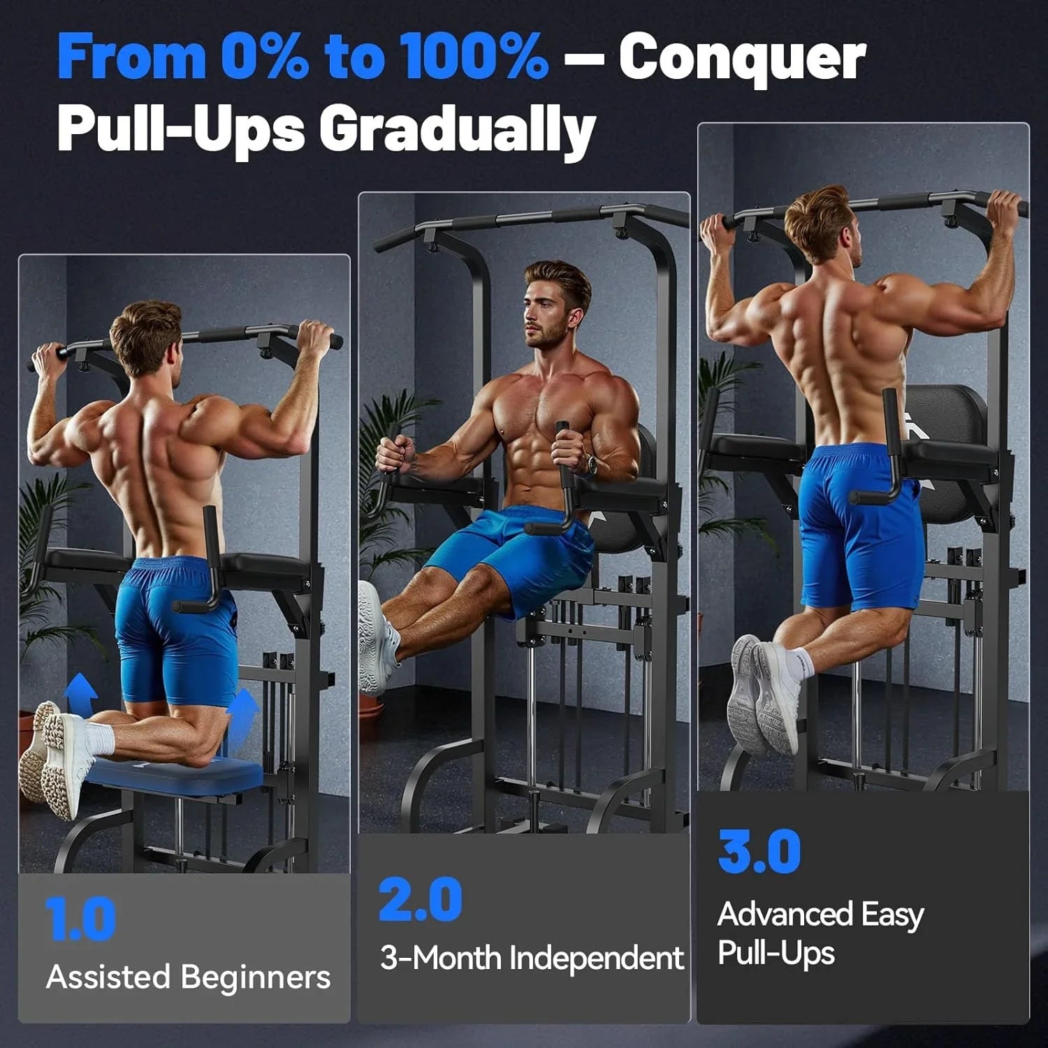 Station de traction Sportsroyals Power Tower, station d'inclinaison par immersion suspendue stable de 450 lb