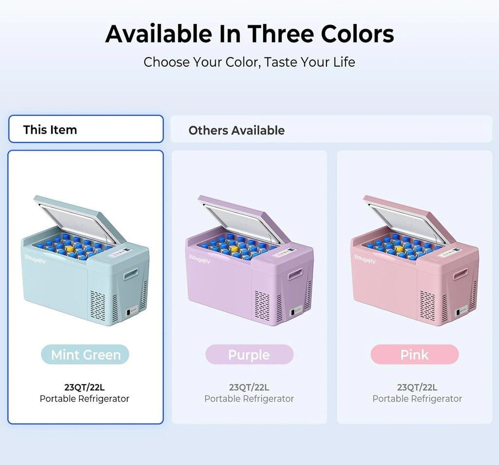 Réfrigérateur BougeRV 12 V pour voiture, congélateur portable de 23 litres, compresseur, 12/24 V CC, 110-240 V CA