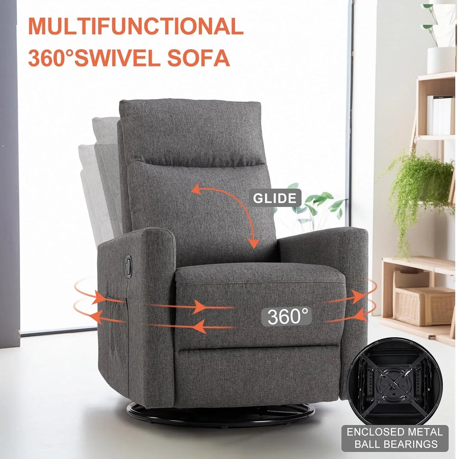 Fauteuil inclinable de massage pour adulte Sweetcrispy, siège de cinéma maison réglable avec support lombaire