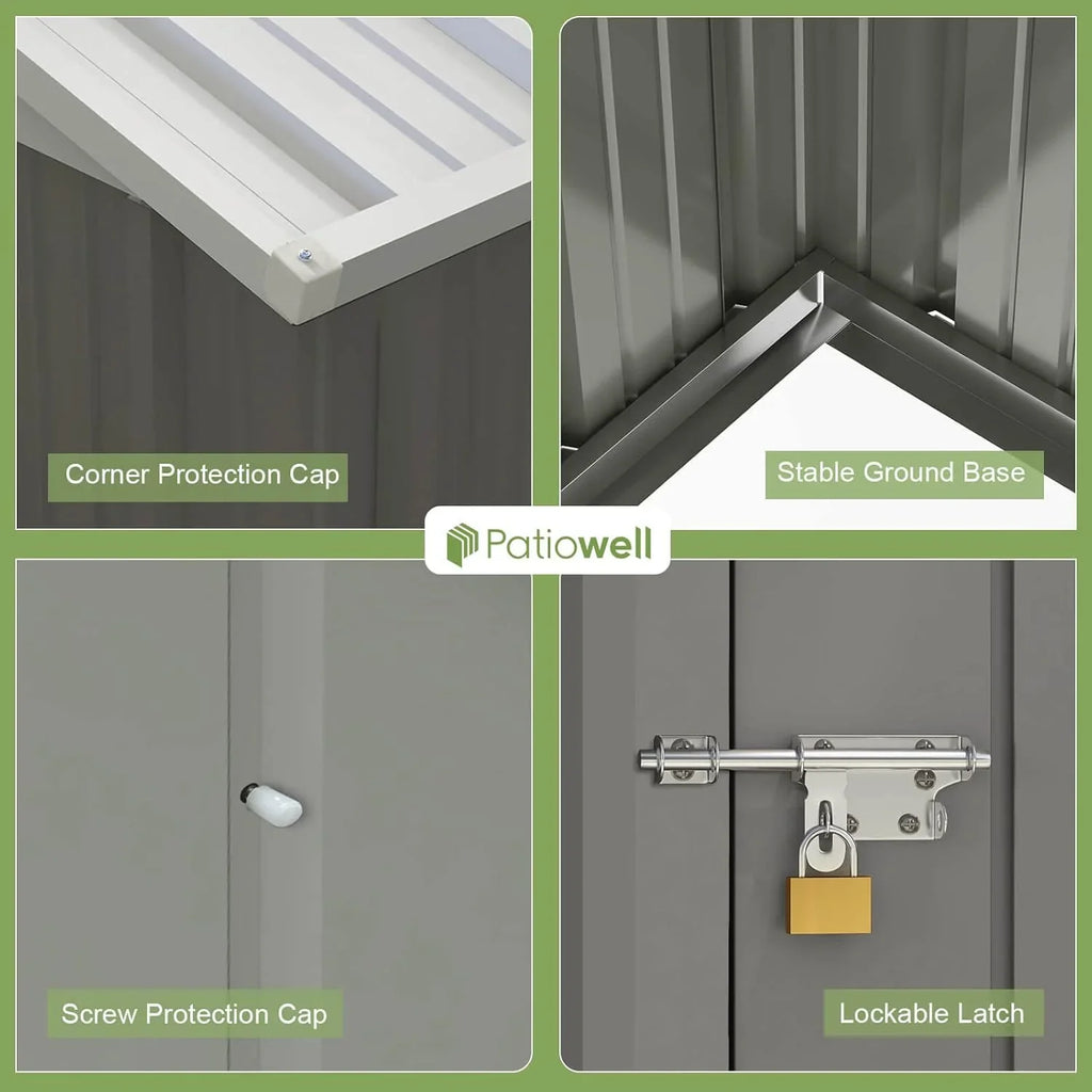 Patiowell Abri de rangement extérieur 5 x 3 pi, abri à outils avec toit en pente et porte verrouillable