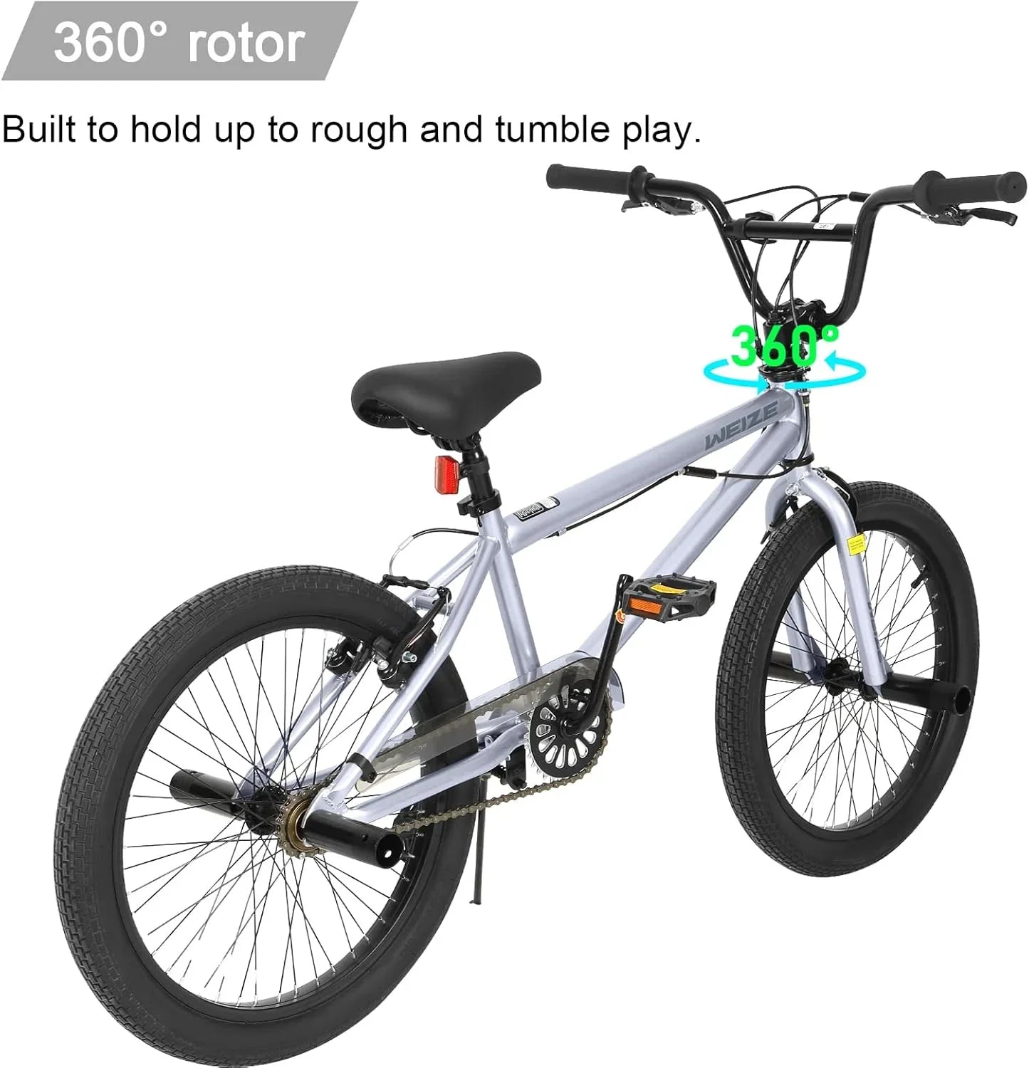 Vélo BMX Freestyle WEIZE 20 pouces pour enfants et adultes, cadre en acier haute résistance