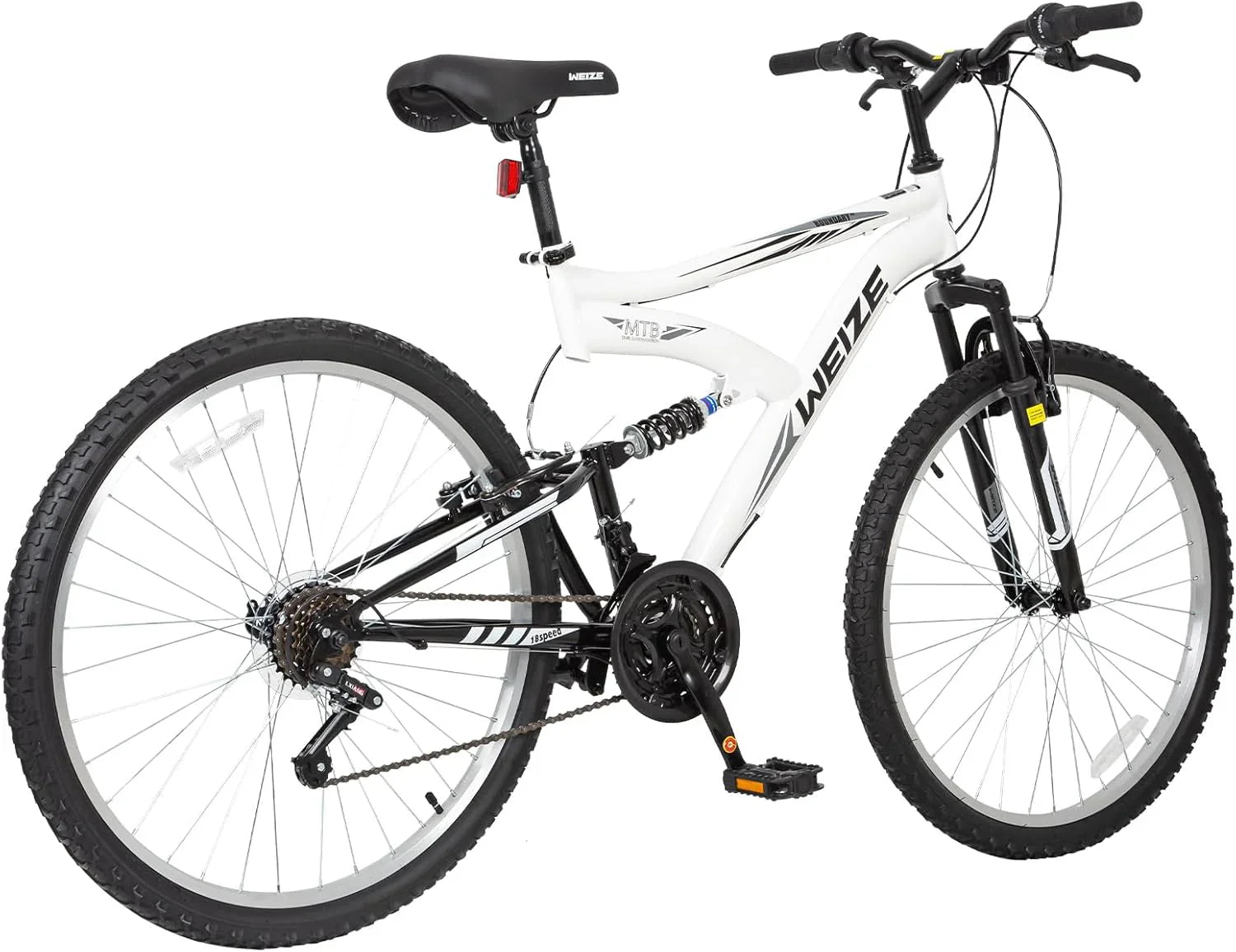 Vélo de montagne WEIZE, vélo hybride d'extérieur 26-27,5 pouces, 18 vitesses/acier à haute teneur en carbone/double suspension complète