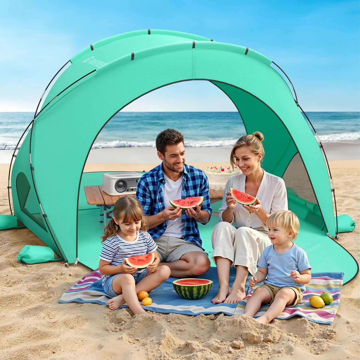 Parasol de plage, tente pare-soleil de plage avec protection UV UPF50+