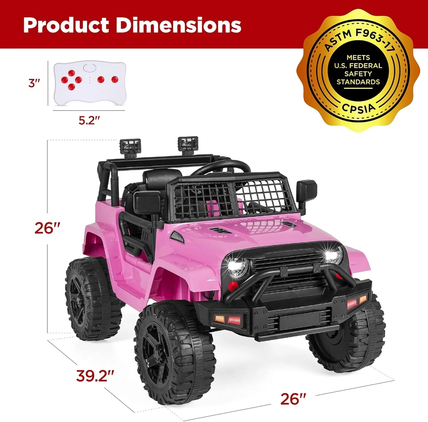 Camion-voiture pour enfants Best Choice Products 12 V avec suspension à ressort et lumières LED
