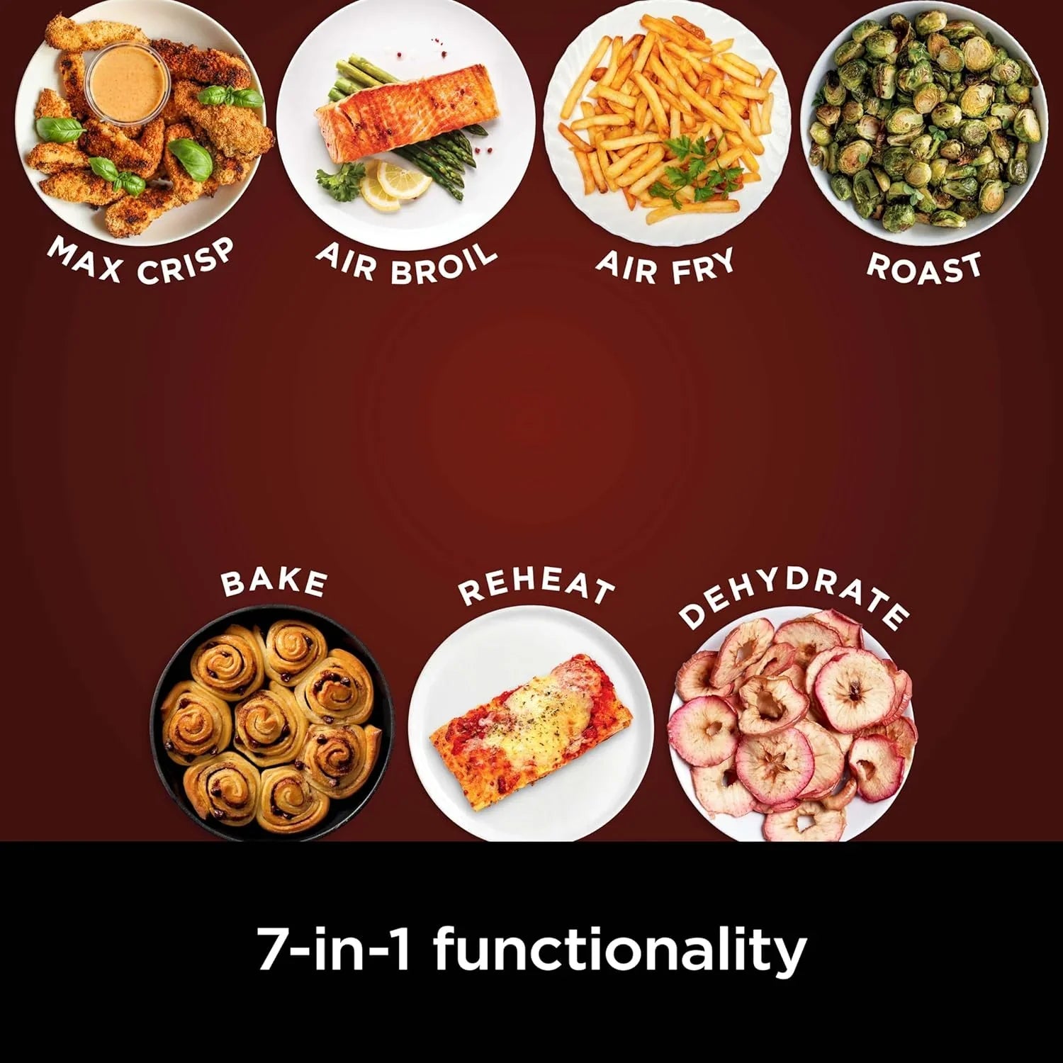 Friteuse à air Ninja Pro XL 6 en 1 Capacité de 6,5 litres Friture à air, cuisson à l'air, cuisson au four, réchauffage, déshydratation