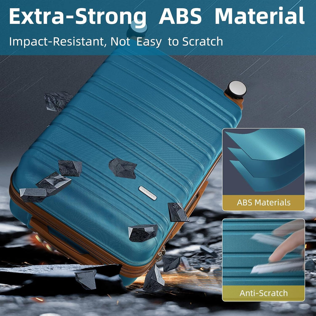 Ensemble de bagages 6 pièces, ensemble de valises rigides extensibles avec roulettes pivotantes, ensemble de bagages à roulettes légers