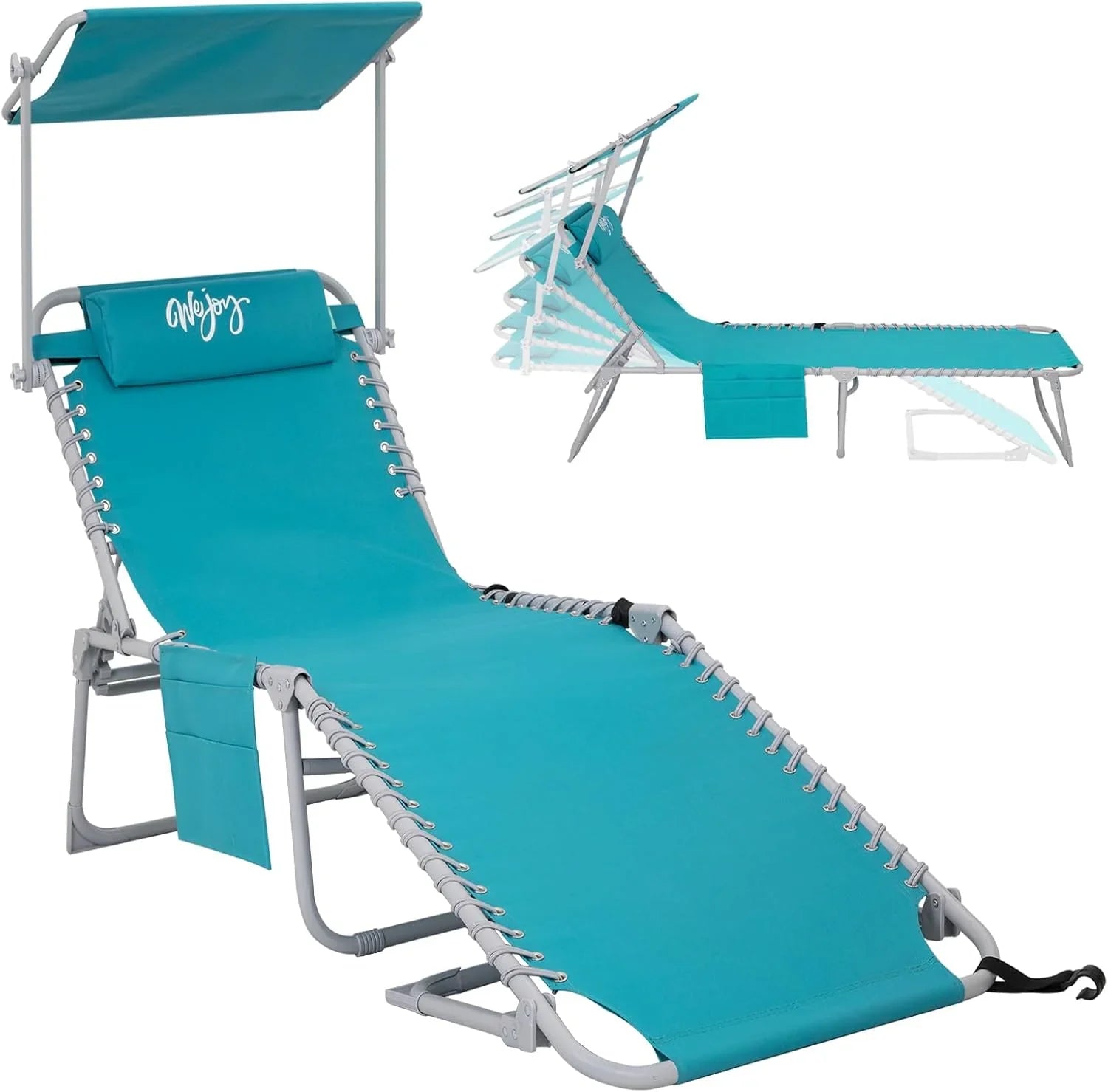 Lot de 2 chaises longues d'extérieur - Chaise longue pliante portable pour patio, piscine, camping, inclinable et réglable sur 5 positions