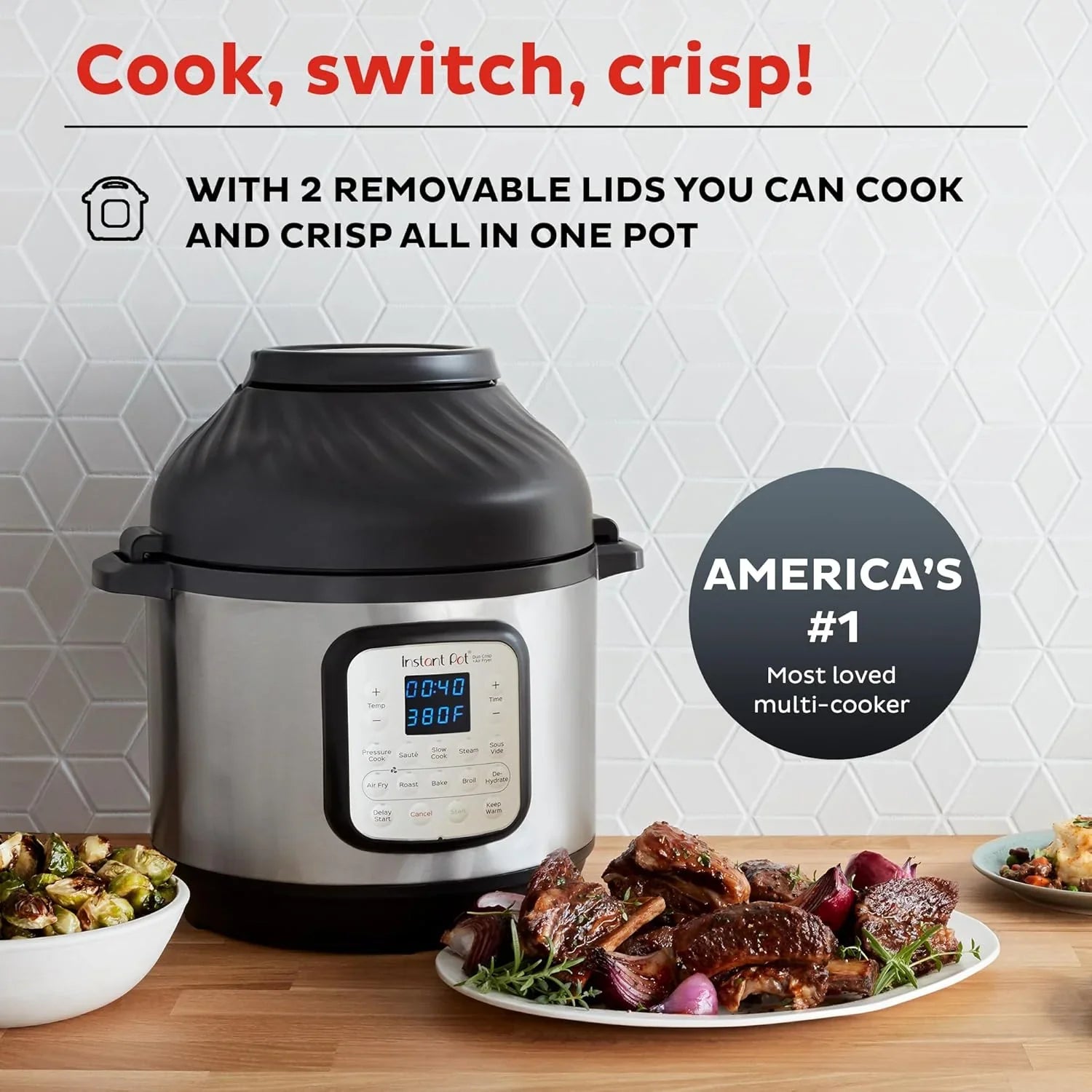 Instant Pot Duo 7-en-1 Autocuiseur électrique, Mijoteuse, Cuiseur à riz, Cuiseur vapeur, Sauteuse, Yaourtière, Chauffe-plat et Stérilisateur