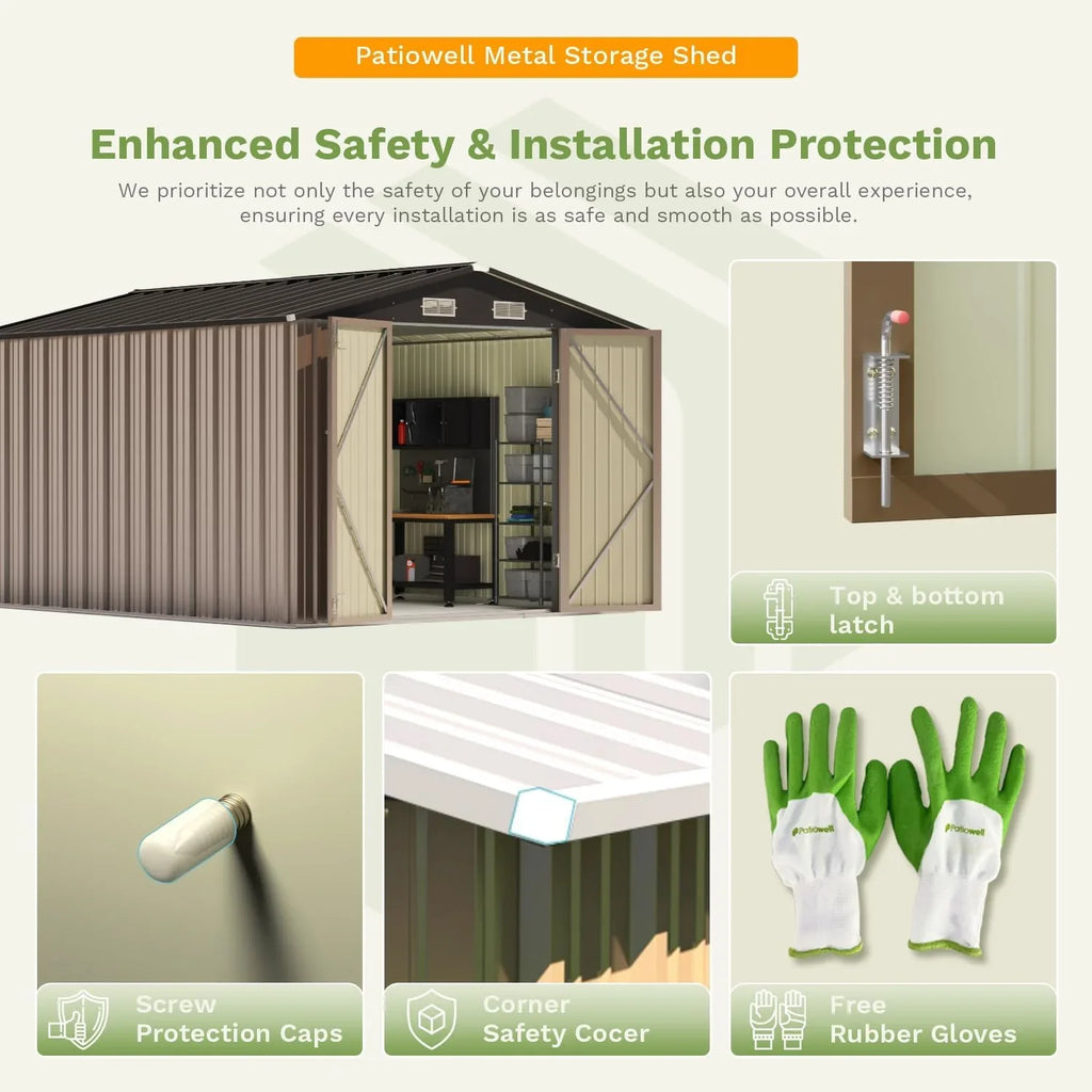 Patiowell Abri de rangement extérieur 5 x 3 pi, abri à outils avec toit en pente et porte verrouillable