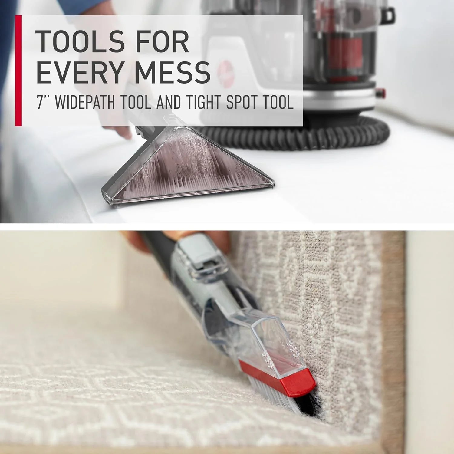 Nettoyeur de tapis et de tissus d'ameublement portable Hoover CleanSlate Plus avec aspiration puissante et plusieurs outils