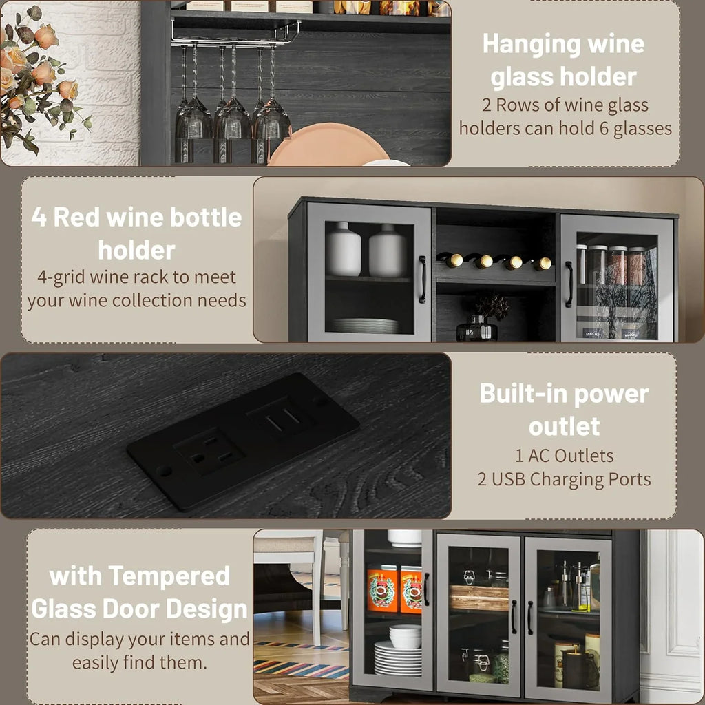 Armoire de garde-manger de 180 cm de haut avec portes vitrées