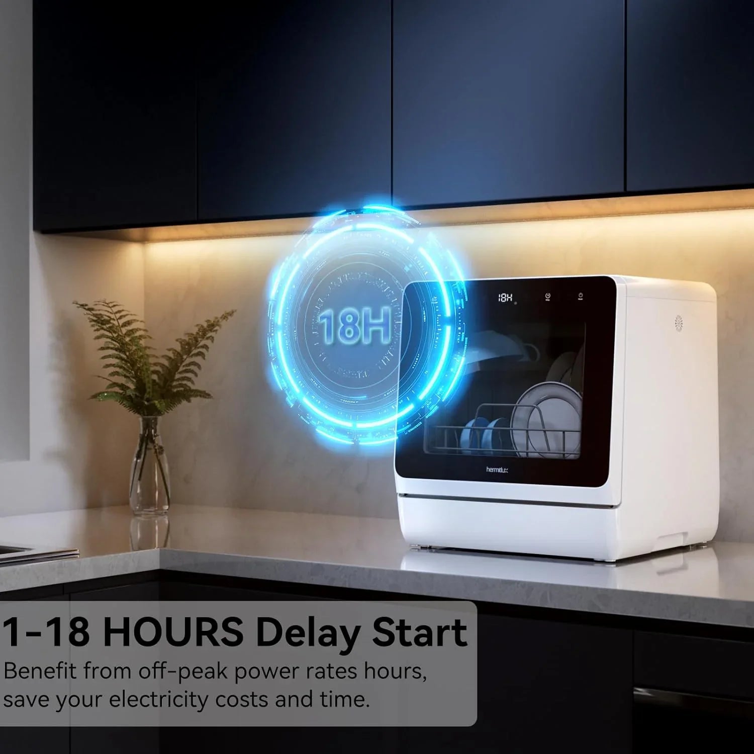 Lave-vaisselle de table Hermitlux, 7 programmes de lavage, mini lave-vaisselle portable