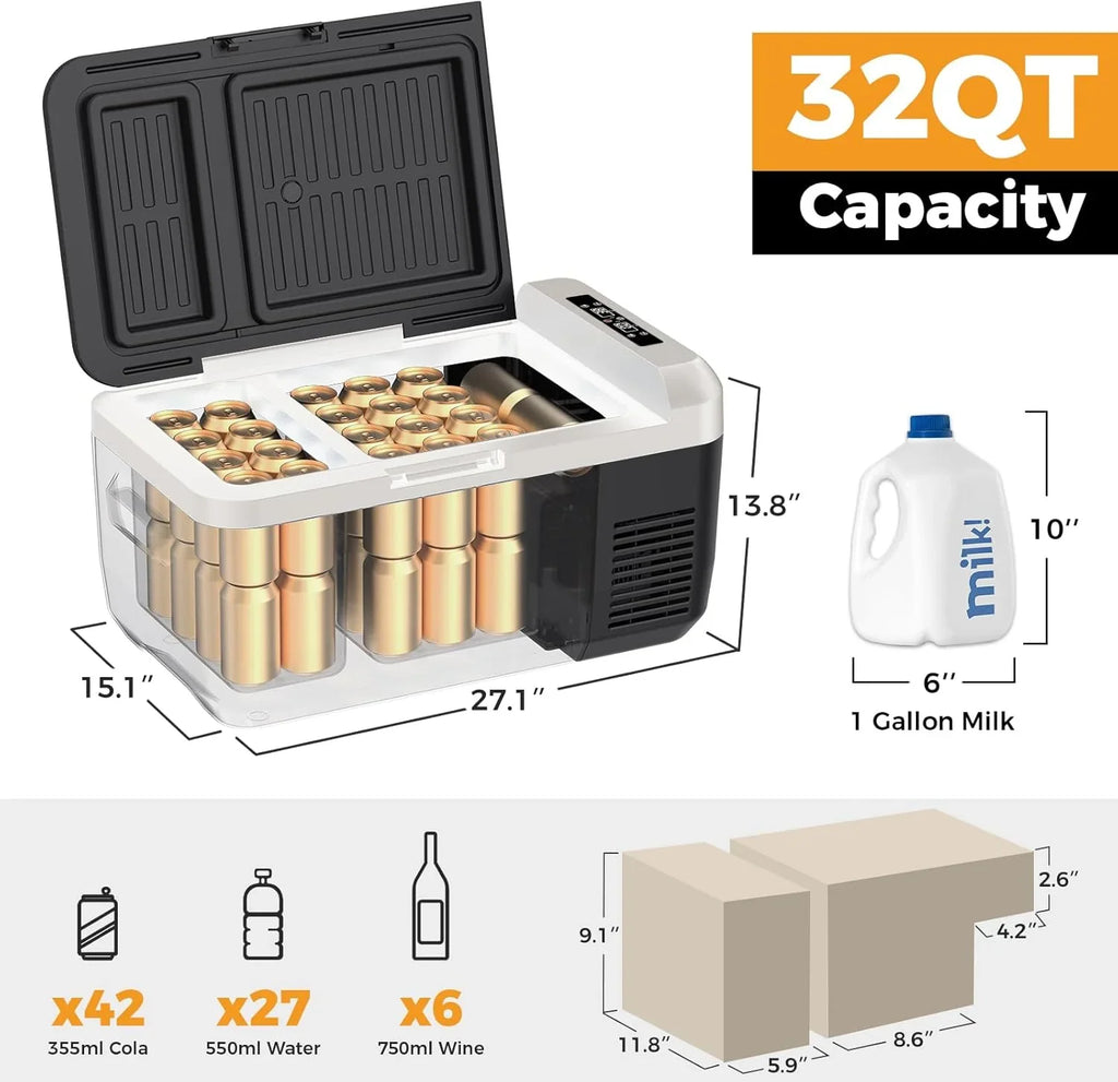 Réfrigérateur portable 12 V 21 litres, autonomie de 50 heures, glacière électrique pour voiture