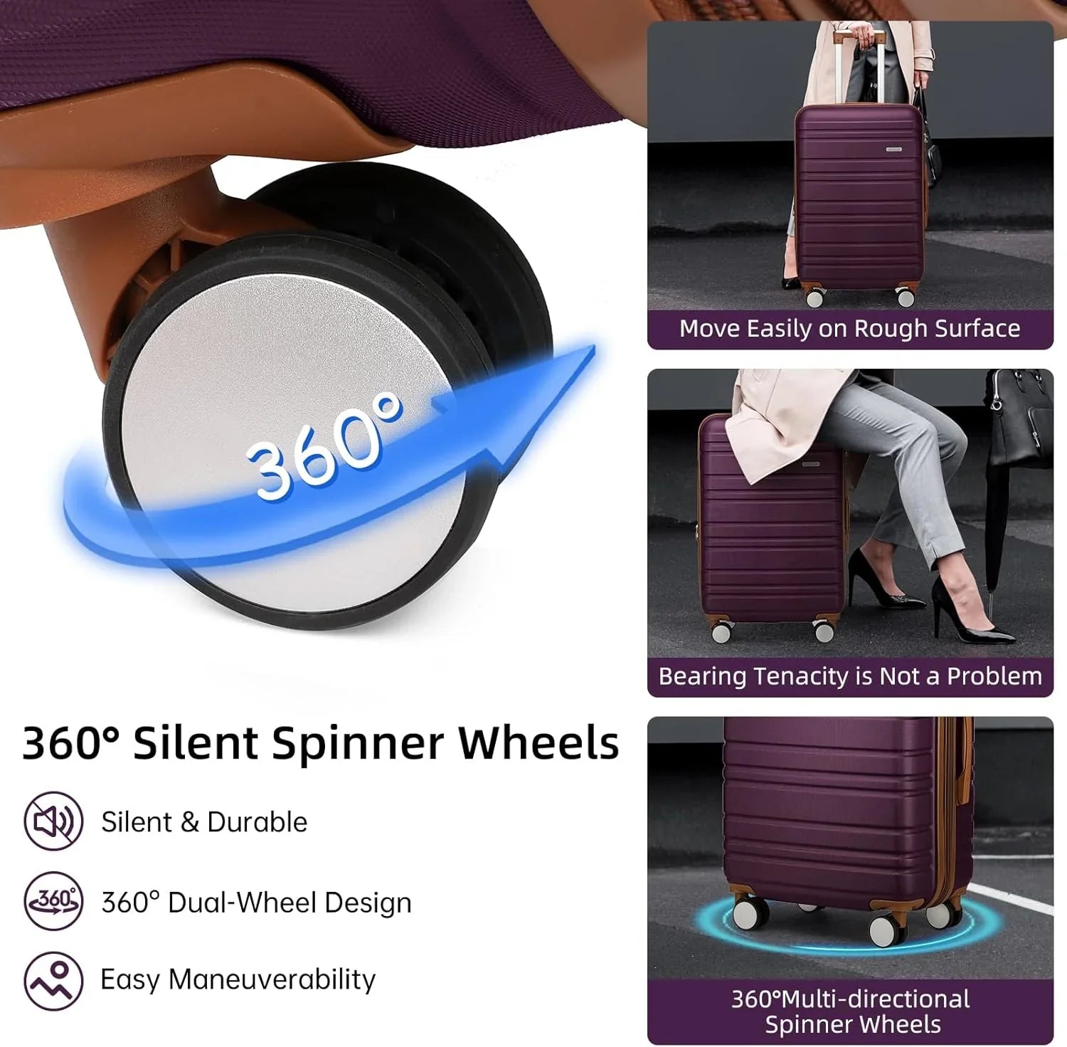 Ensemble de bagages 6 pièces, ensemble de valises rigides extensibles avec roulettes pivotantes, ensemble de bagages à roulettes légers