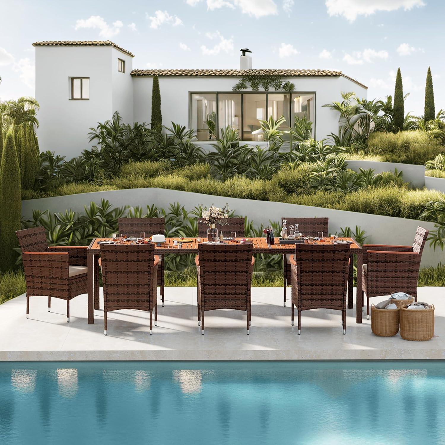 Ensemble de meubles de salle à manger Devoko 7 pièces, ensemble de salon de patio,