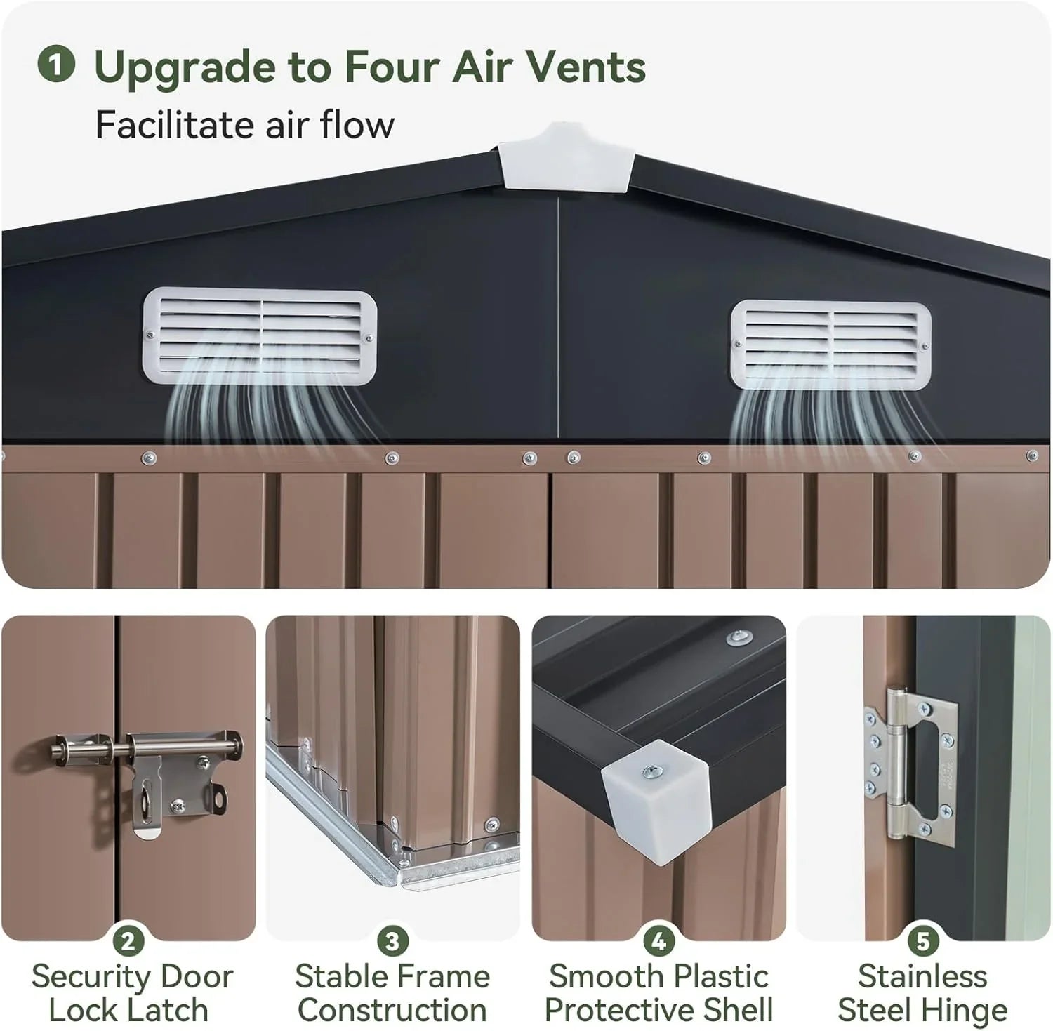 Abri de jardin en métal Aoxun 3,6 x 3 m, abri de jardin extérieur étanche, abri de jardin multifonctionnel en acier avec porte et serrure