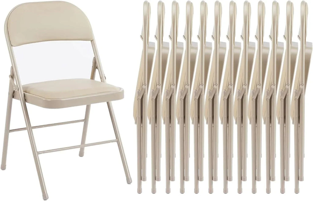 Lot de 12 chaises pliantes Sweetcrispy, rembourrées en cuir, robustes et pliables en métal.