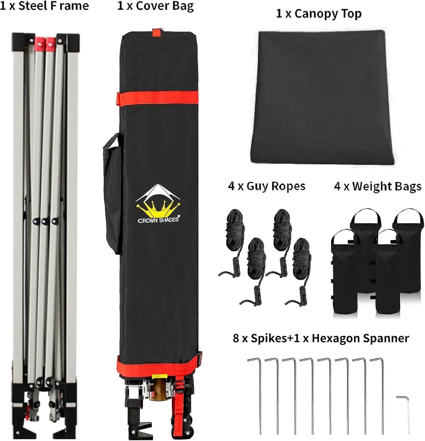 Auvent pop-up 10x10 - Installation en un clic - Tente de plage - Parasol extérieur avec dessus argenté, 3 hauteurs et 4 poches à sable