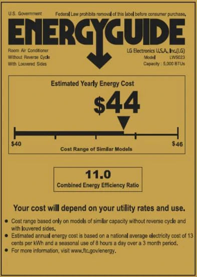 Climatiseur de fenêtre LG 5 000 BTU [Nouveauté 2023] Commandes mécaniques simples, ultra-silencieux