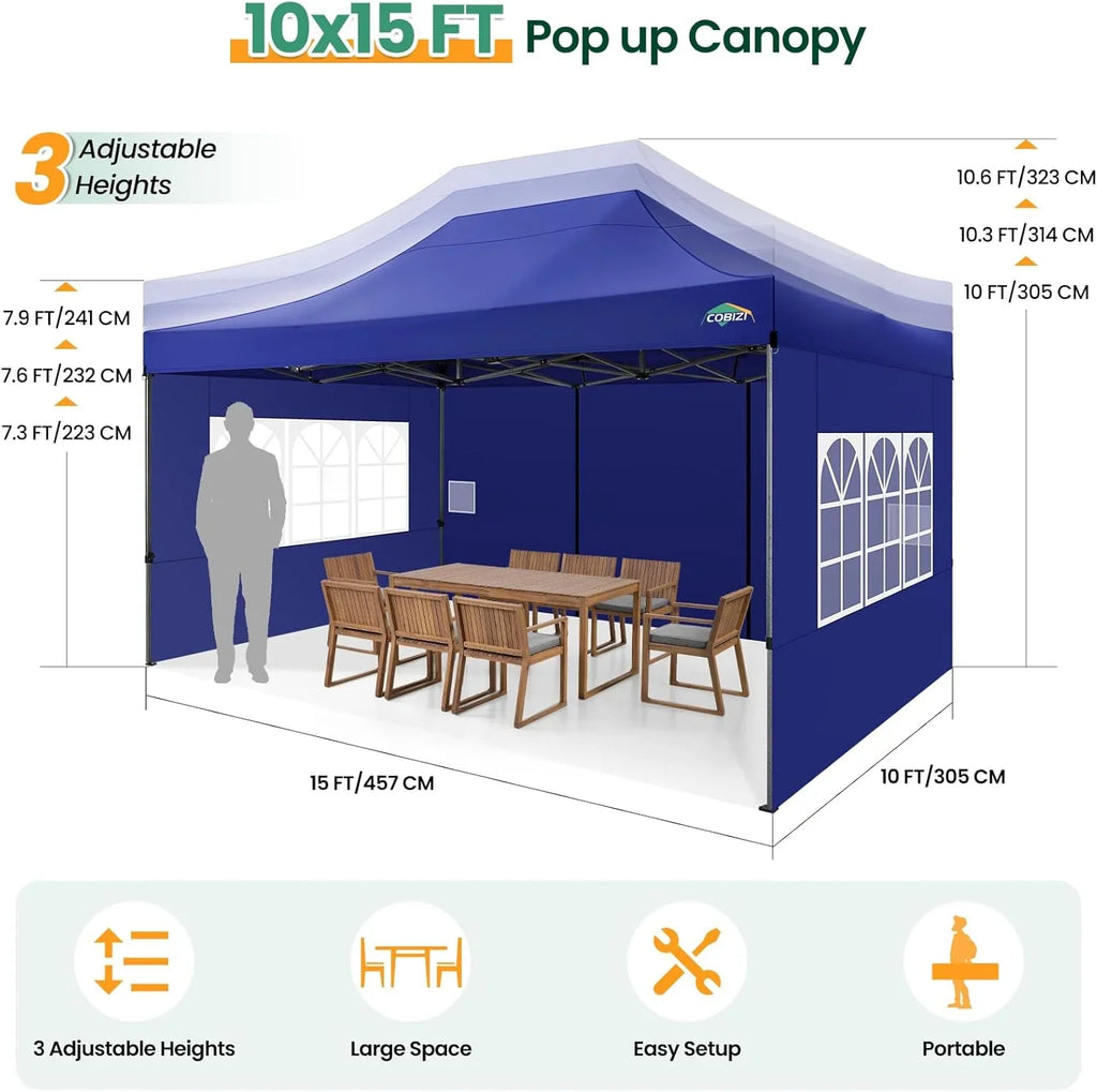 Tente pop-up robuste COBIZI 10x20 avec 6 parois latérales, facile à installer