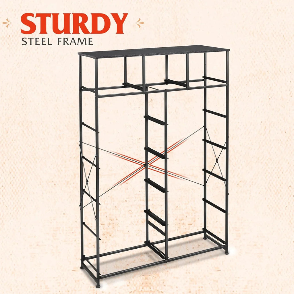 Meuble de rangement WLIVE avec 13 bacs en tissu, tiroirs de rangement avec cadre en acier, grande tour de rangement pour salon, couloir, bureau, noir anthracite