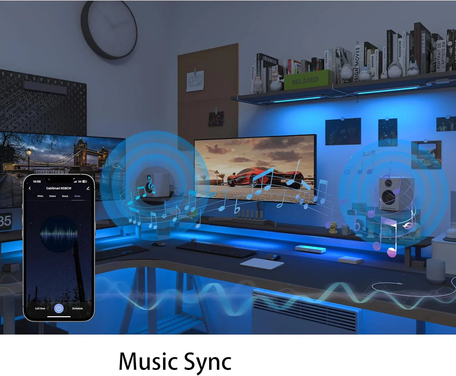Bande lumineuse intelligente sous meuble, blanche et à intensité variable