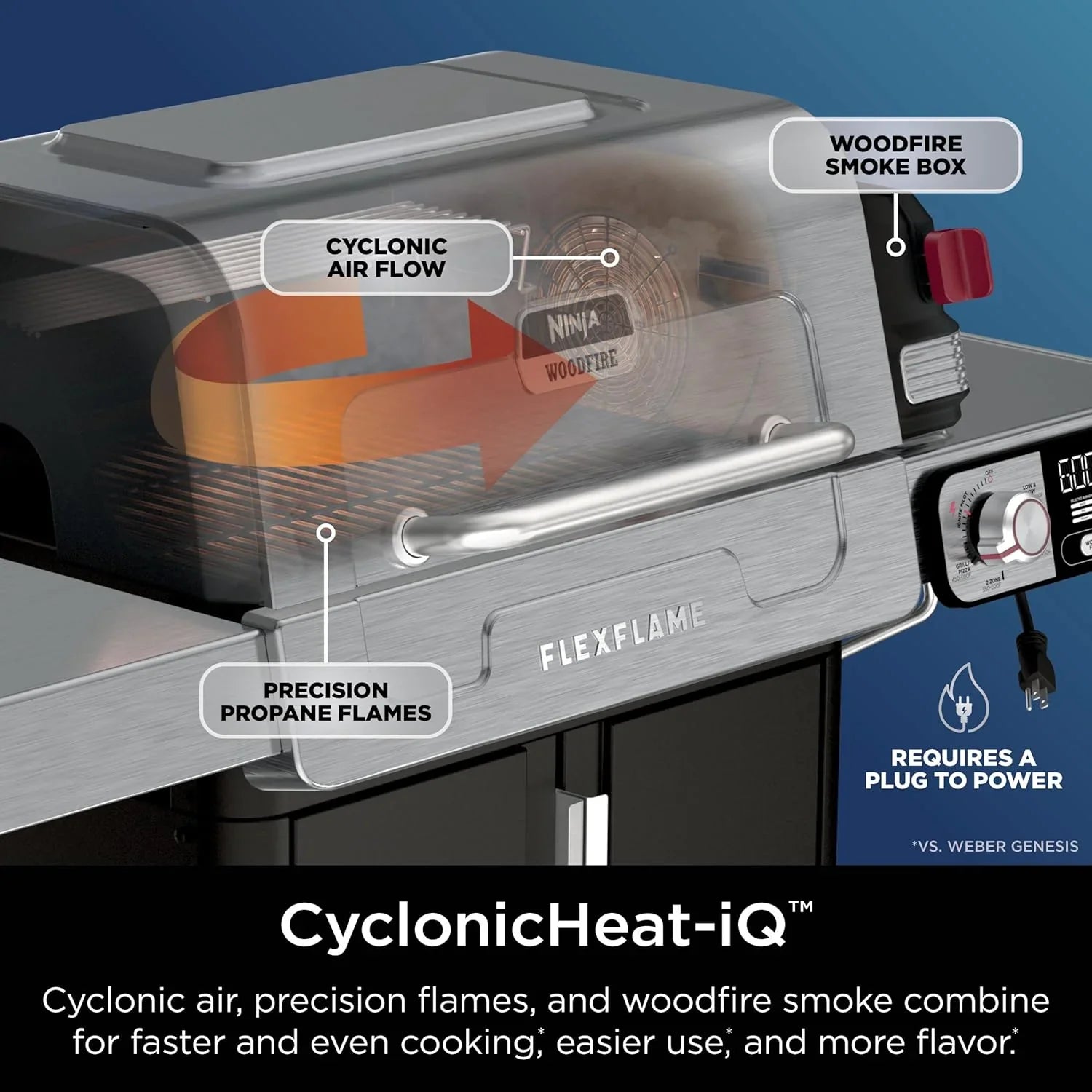 Ninja FlexFlame, Grils et fumoirs, Grils électriques et au propane, Rôtissoires, Grils de barbecue,