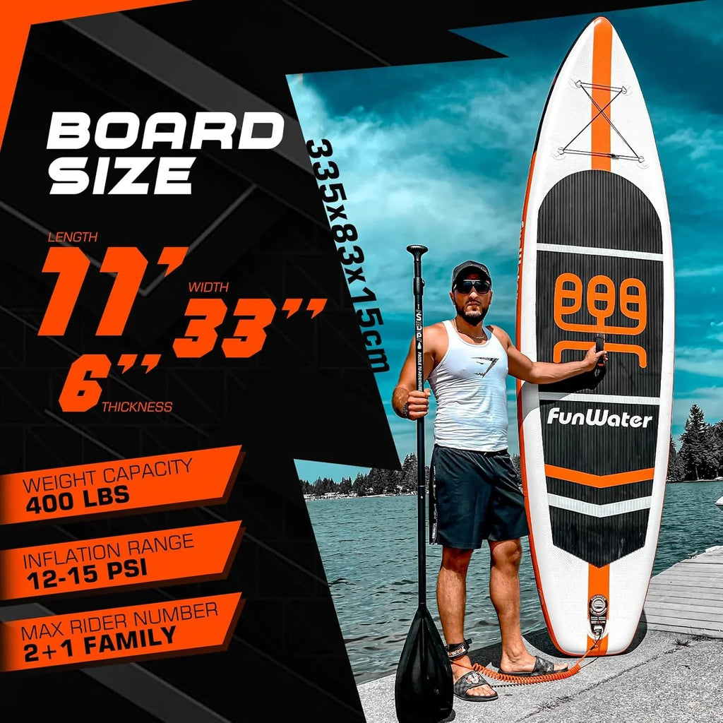 FunWater Stand Up Paddle Board Planche de paddle gonflable ultralégère avec accessoires SUP