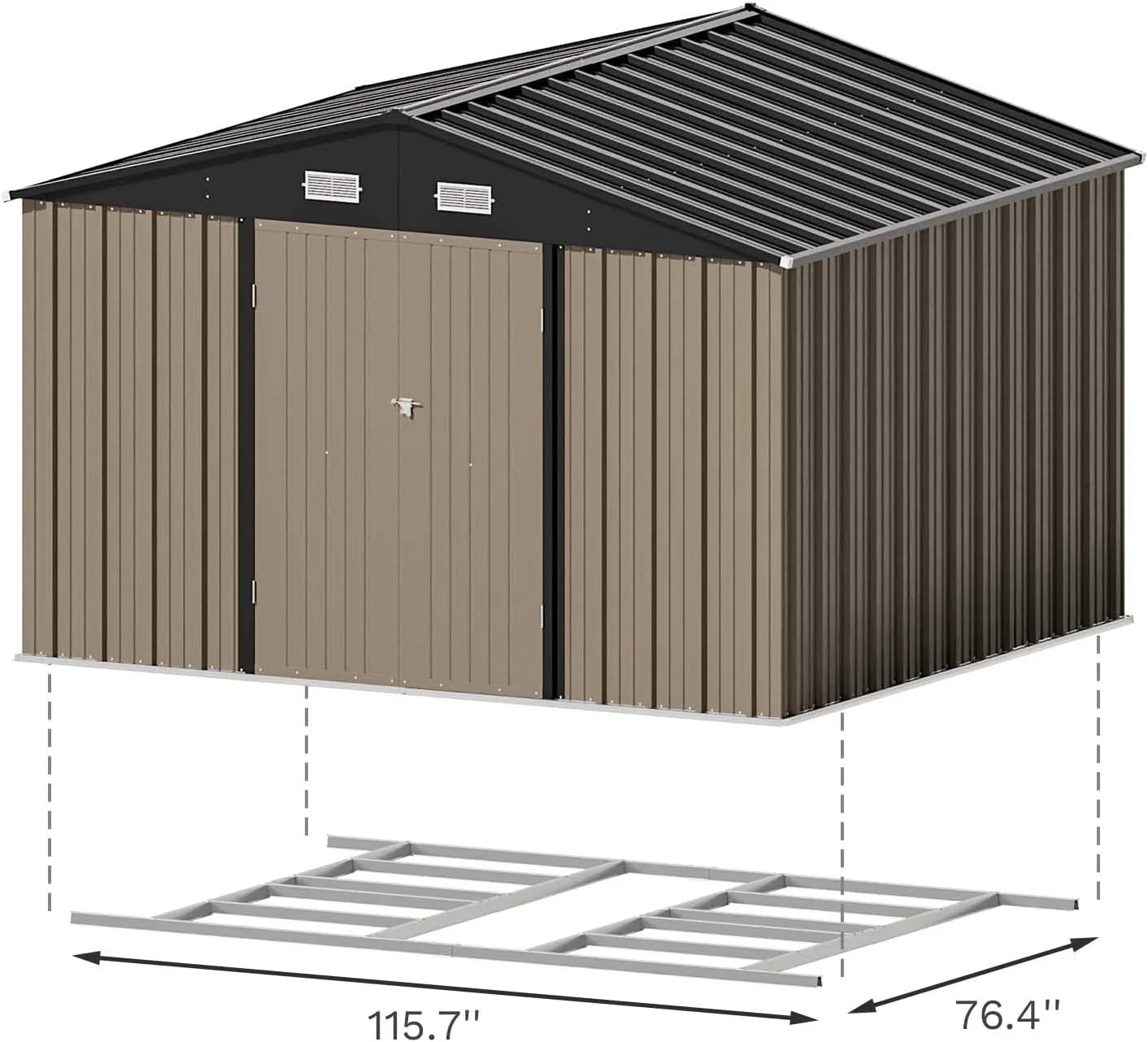 Patiowell Abri de rangement extérieur 5 x 3 pi, abri à outils avec toit en pente et porte verrouillable