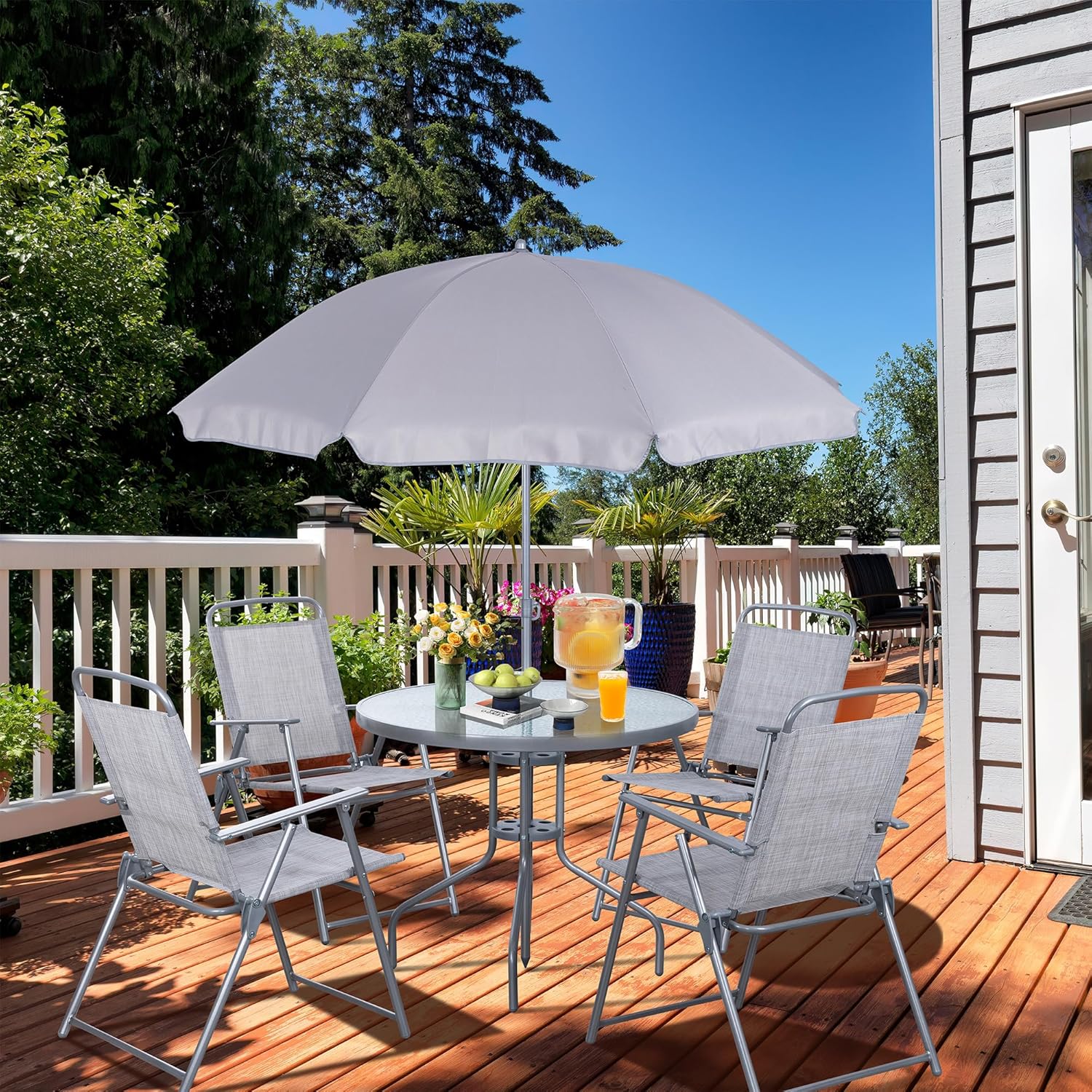 Ensemble table et chaises de salle à manger pliantes Vongrasig 6 pièces