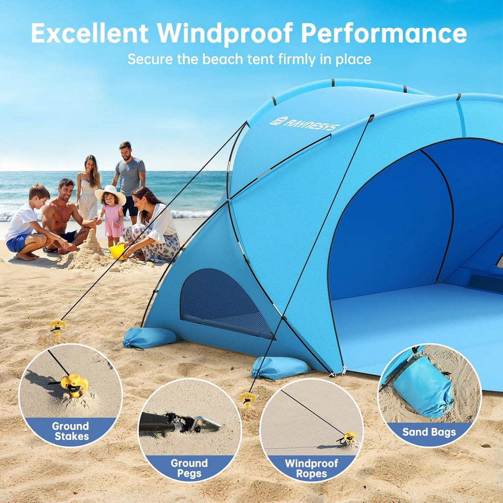 Parasol de plage, tente pare-soleil de plage avec protection UV UPF50+