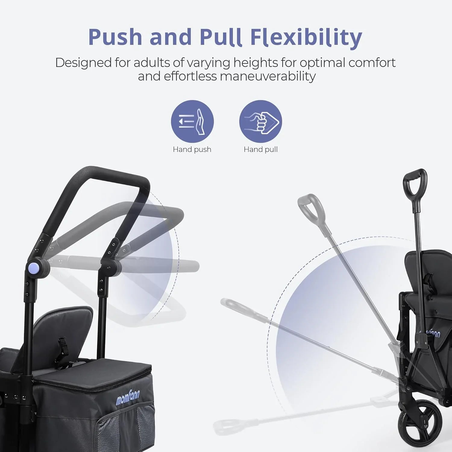 Poussette Wagon pour enfants, Poussette Wagon pour tout-petits 2 places, Poussette tout-terrain pour bébé en plein air