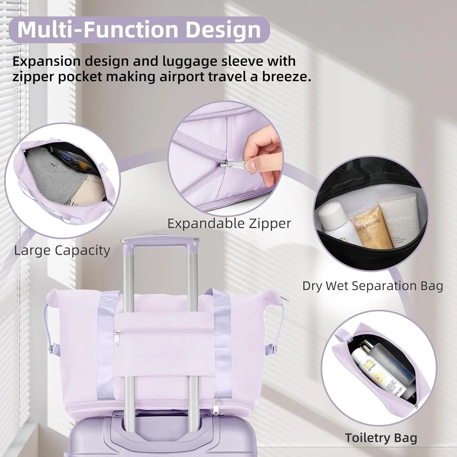 Ensemble de bagages 6 pièces, ensemble de valises rigides extensibles avec roulettes pivotantes, ensemble de bagages à roulettes légers