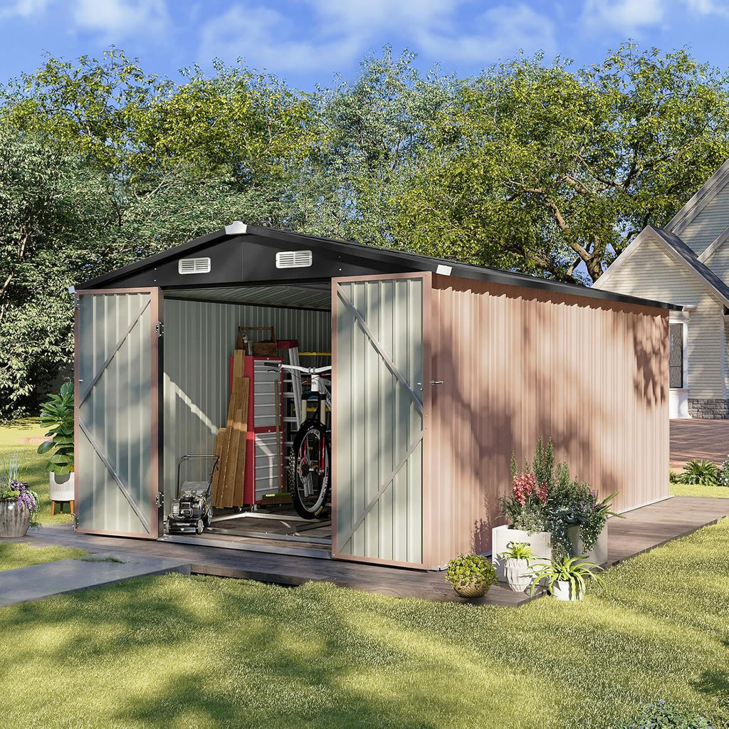 Abri de jardin extérieur Aoxun 6,2 x 4 pieds, abri de jardin en métal avec porte verrouillable et toit en pente, abri à outils, abri à vélos