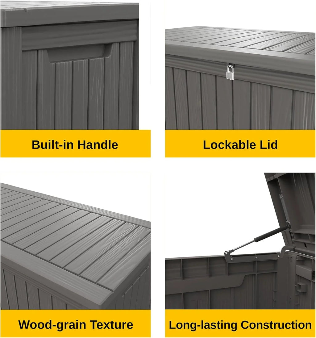 Coffre de rangement extérieur EAST OAK, coffre de terrasse de 60 gallons, utilisation intérieure et extérieure, bac de rangement en résine imperméable