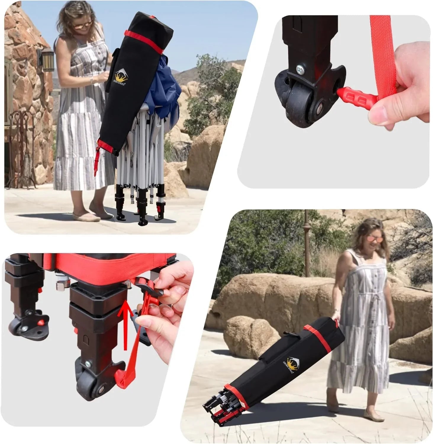 Auvent pop-up 10x10 - Installation en un clic - Tente de plage - Parasol extérieur avec dessus argenté, 3 hauteurs et 4 poches à sable