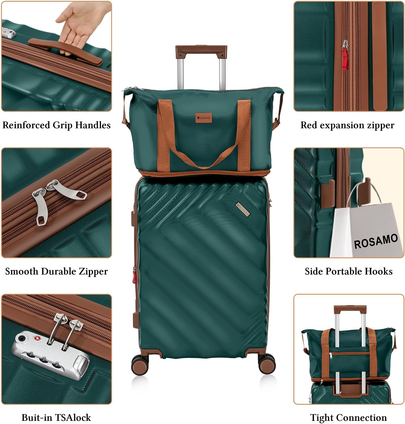 Ensemble de bagages 5 pièces valise extensible 22x14x9 certifié aviation ensemble de voyage étanche durable