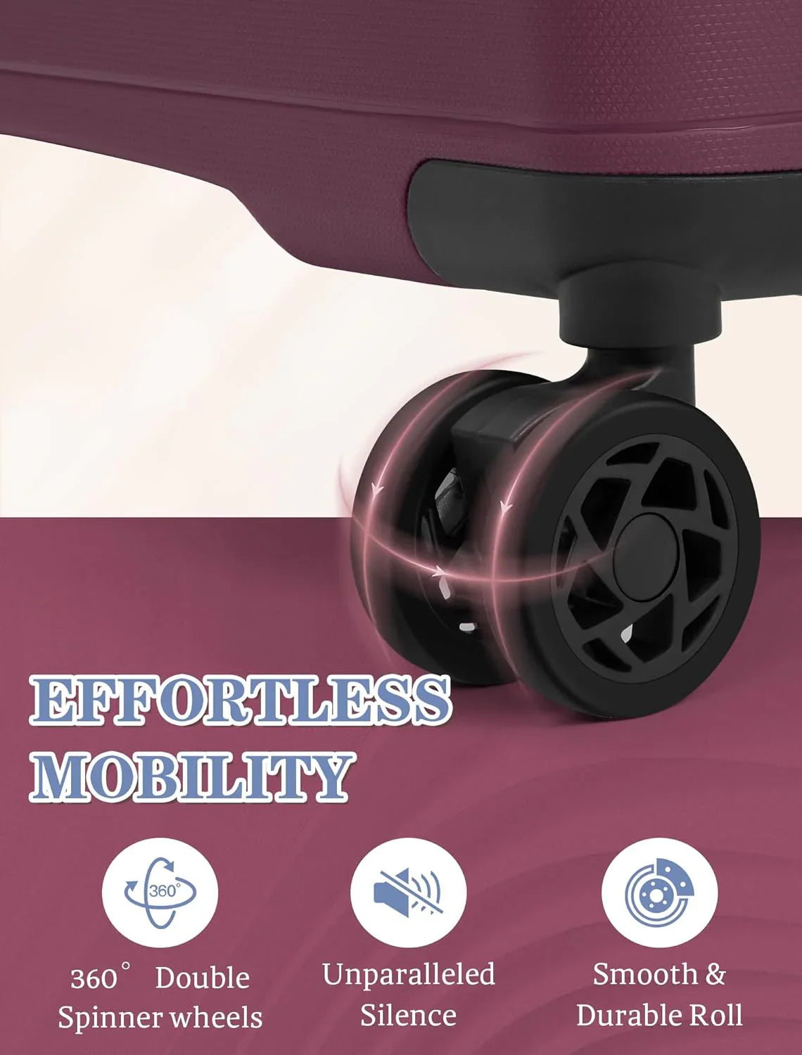 Ensemble de 5 bagages à roulettes, valise rigide en ABS avec roulettes pivotantes