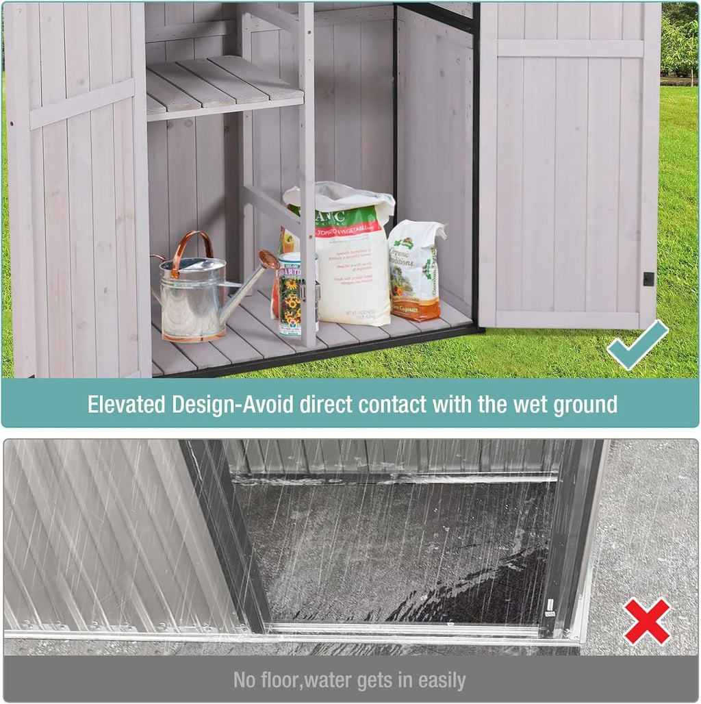 Sheds Outdoor Storage Garden Shed with Metal Frame Structure and Adjustable Shelves Large Capacity Storage Tool Cabinet Box